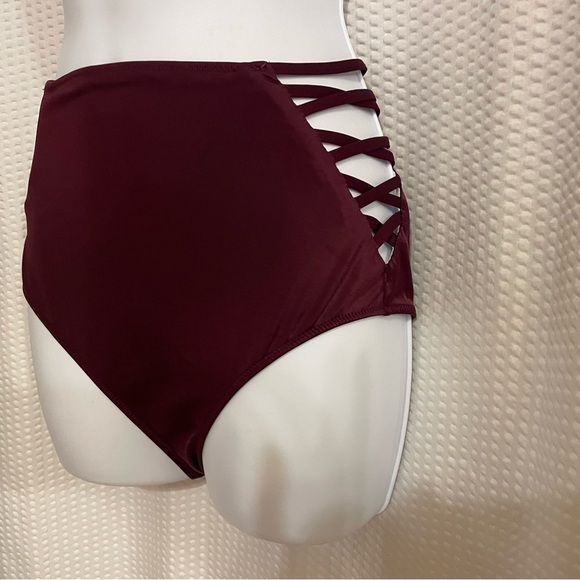 PINK Victoria’s Secret burgandy high waist bikini bottom size medium - Picture 7 of 7